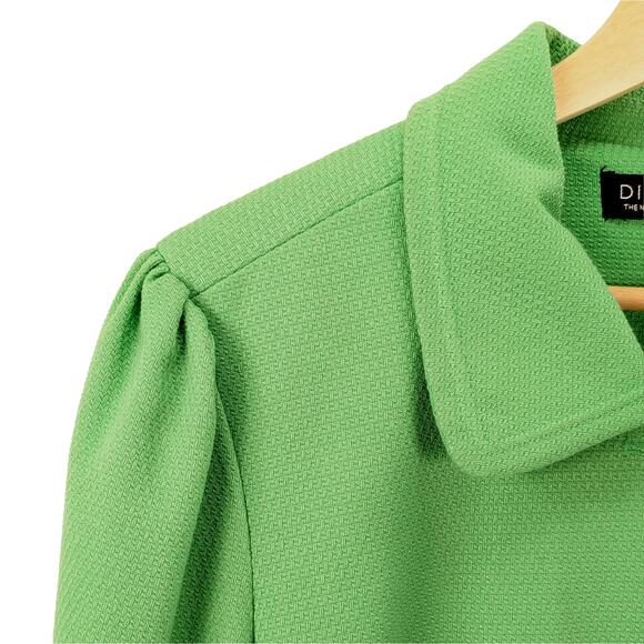 Dialogue Textured Knit Button Up Blazer Jacket Dopamine Electric Green Medium - Picture 3 of 14
